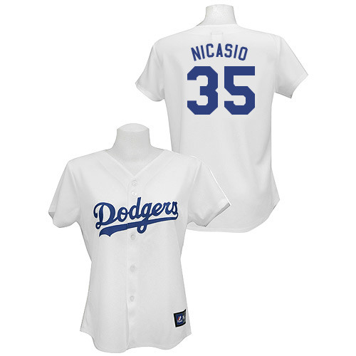 Juan Nicasio #35 mlb Jersey-L A Dodgers Women's Authentic Home White Baseball Jersey